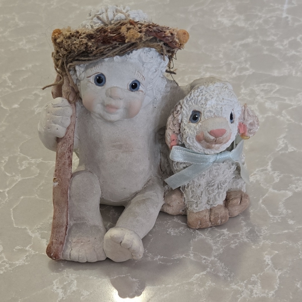 Charming Child and Lamb Figurine Set